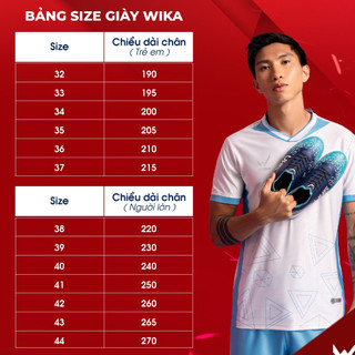 Giày Bóng đá Wika DragonX, chất liệu Da PU cao cấp, lớp Upper mềm, đế bền bỉ, khâu full đế.