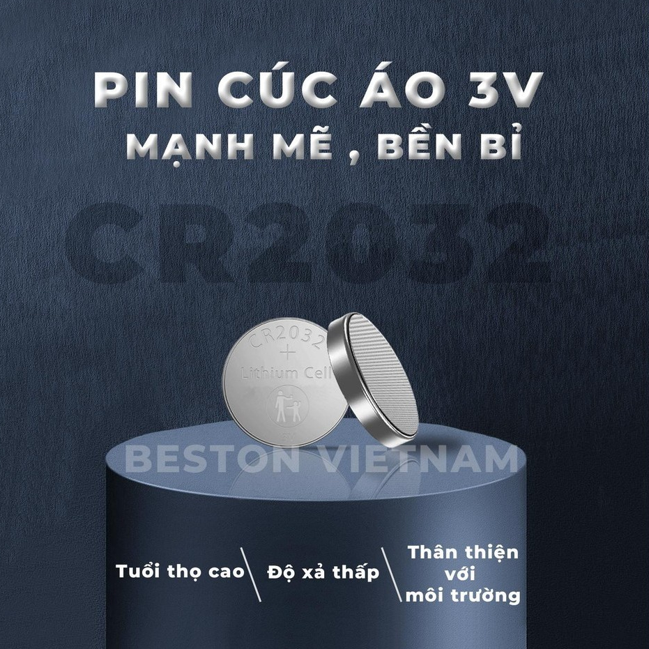 Pin 3V CR2032 CR2025 CR2016 CR1632 CR2450 Beston thay khóa xe máy ôtô, đồng hồ, điều khiển từ xa...