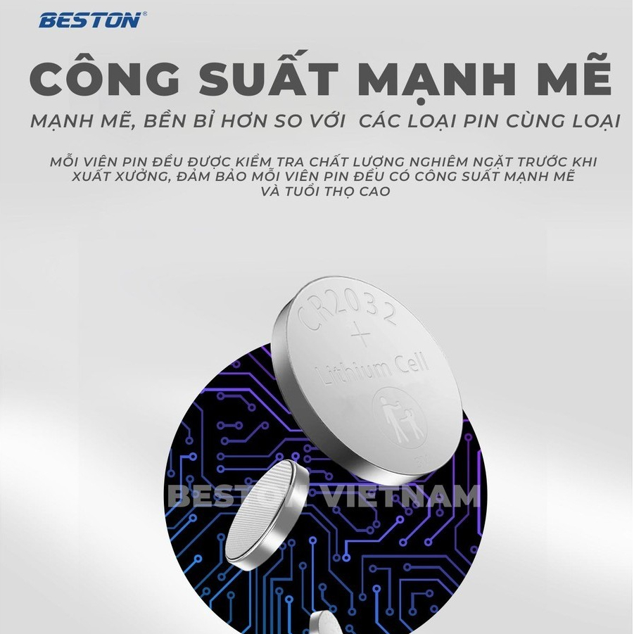 Pin 3V CR2032 CR2025 CR2016 CR1632 CR2450 Beston thay khóa xe máy ôtô, đồng hồ, điều khiển từ xa...