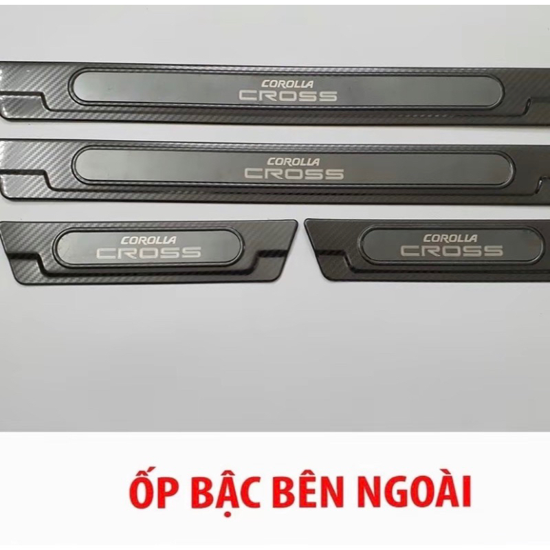 Ốp bậc cửa, nẹp bước chân xe #Toyota corolla cross 2020-2024 vân Carbon cao cấp