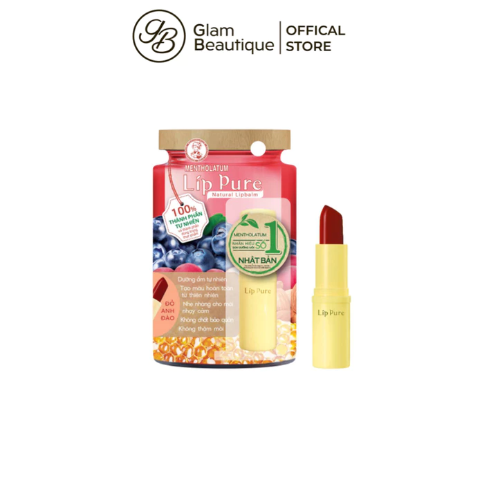 Mentholatum Son Dưỡng Lip Pure Đỏ Anh Đào/Cam Cháy/Hồng Đỏ 3.8G Glam Beautique