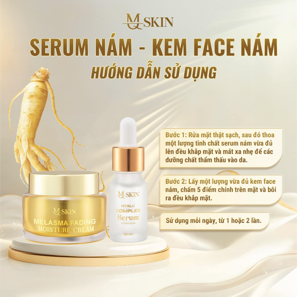 Ảnh Combo Hỗ Trợ Giảm Nám Serum Nám HA+ Cao Nám MQ Skin Giúp Mờ Tàn Nhang, Nám Lâu Năm, Căng Bóng Cho Da 4