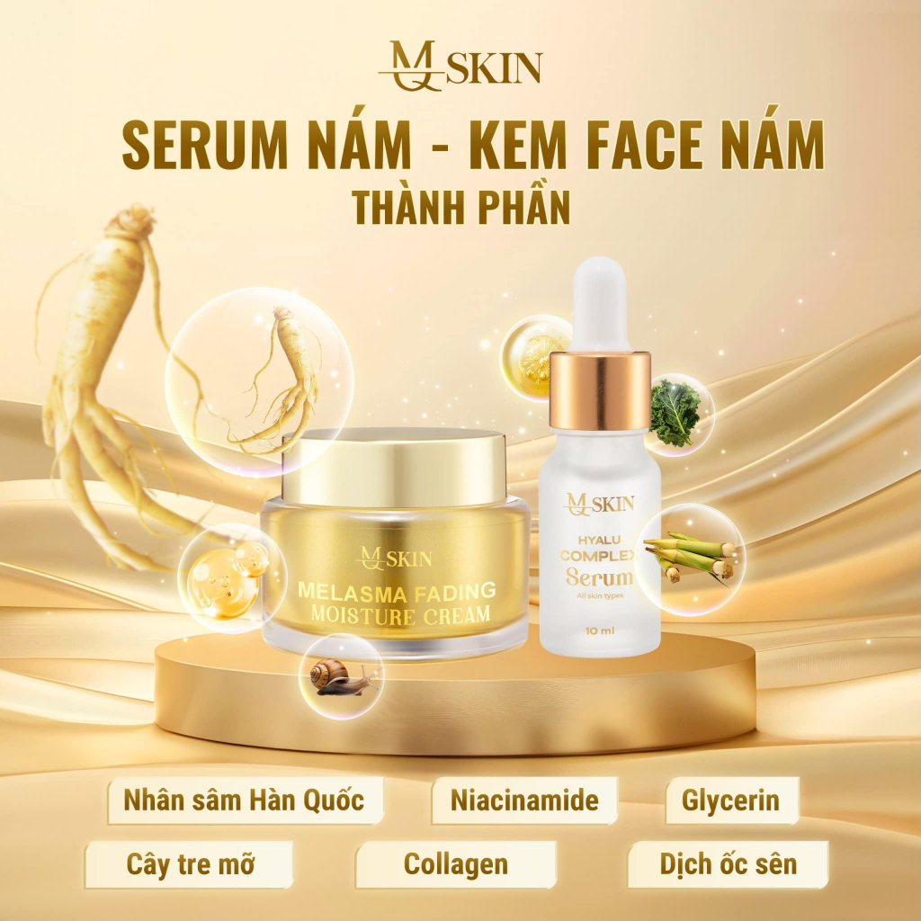 Ảnh Combo Hỗ Trợ Giảm Nám Serum Nám HA+ Cao Nám MQ Skin Giúp Mờ Tàn Nhang, Nám Lâu Năm, Căng Bóng Cho Da 2