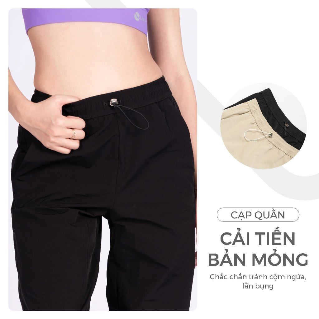 Ảnh Quần Ống Rộng, Quần Jogger Nữ Vải Gió Cạp Chun Rút Dây Livan Sport Cao Cấp, Quần Nữ Form Rộng 2