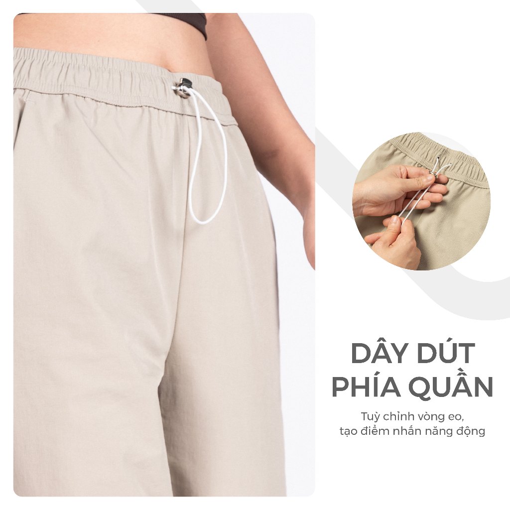 Ảnh Quần Ống Rộng, Quần Jogger Nữ Vải Gió Cạp Chun Rút Dây Livan Sport Cao Cấp, Quần Nữ Form Rộng 4