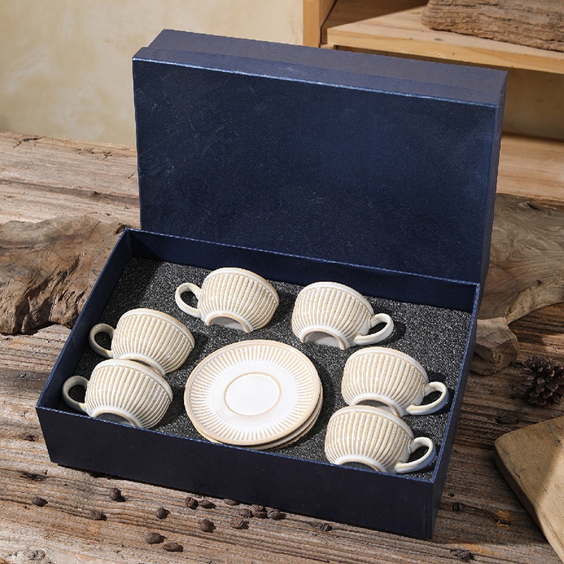 Set bộ ly gốm sứ kèm đĩa dùng uống cafe, trà, dung tích 100ml model ...