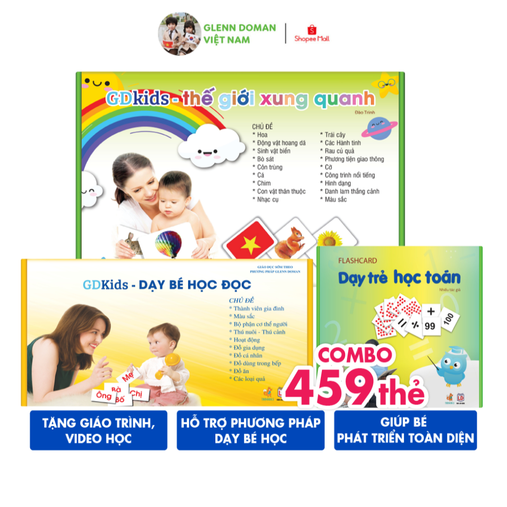 Ảnh Flashcard - Combo kết hợp bộ thẻ Theo Phương Pháp Glenn Doman (Hộp 459 thẻ) 1