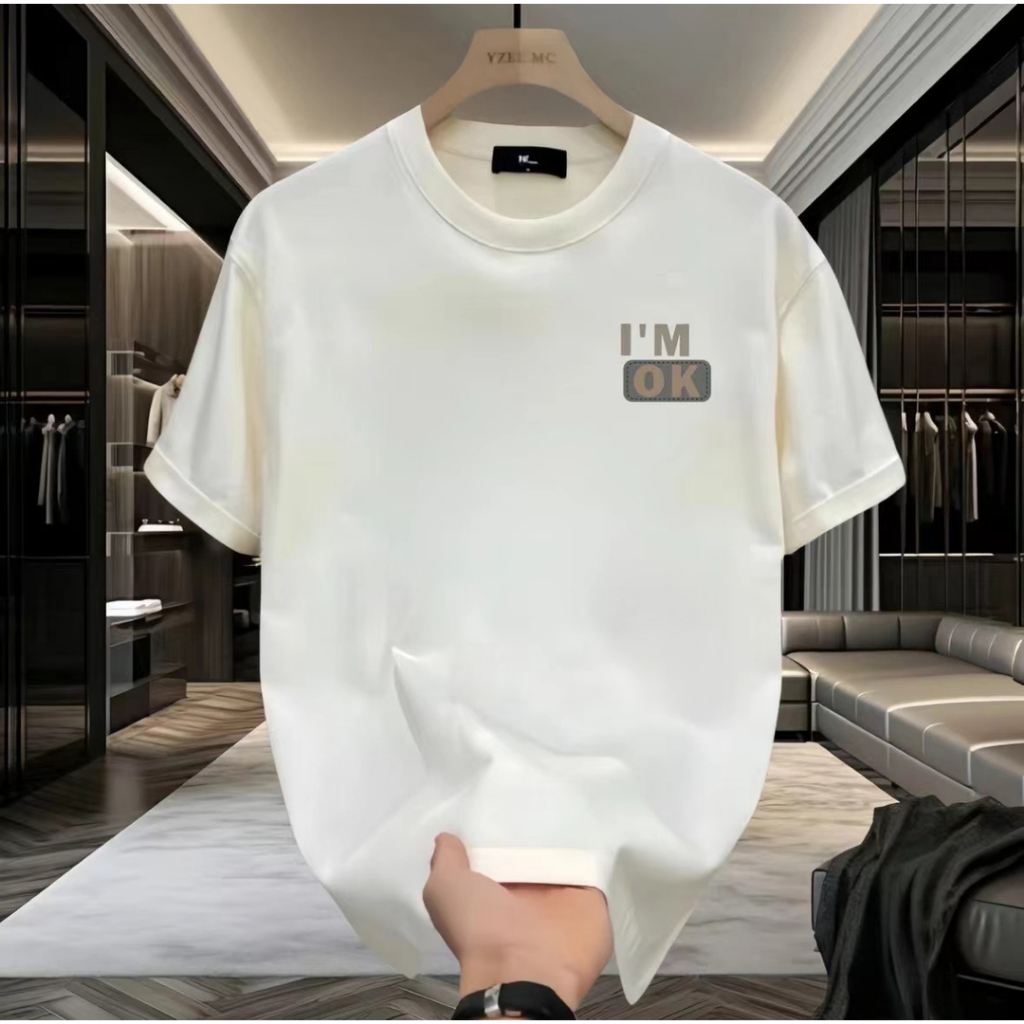 Áo thun HappyTee - Mẫu I'M OK - Áo nam Boy Phố I'm Ok cotton 100 cao cấp 2 màu Đen Trắng 2 mặt