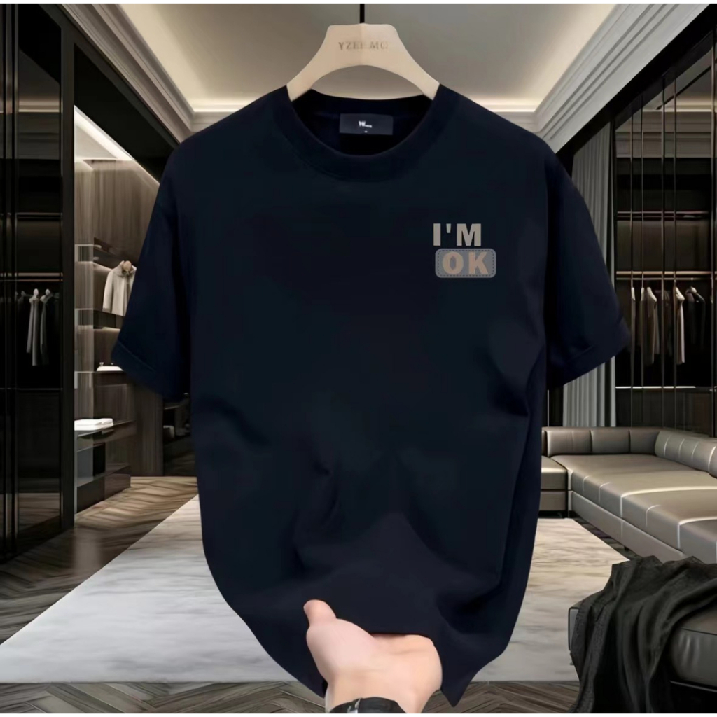 Áo thun HappyTee - Mẫu I'M OK - Áo nam Boy Phố I'm Ok cotton 100 cao cấp 2 màu Đen Trắng 2 mặt