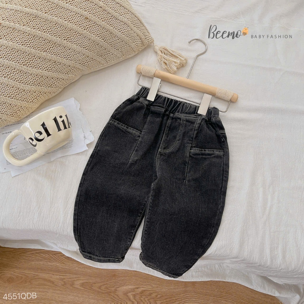 Quần jeans baggy bé trai, quần bò mềm trơn màu bé trai hàng đẹp