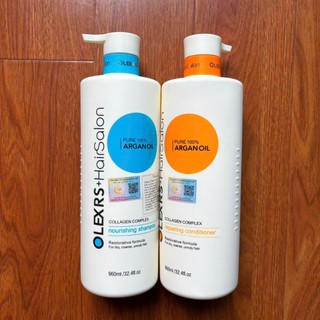 Cặp dầu gội xả Olexrs Argan Oil Collagen Hair Salon, Dầu gội phục hồi tóc, chống rụng kích mọc tóc