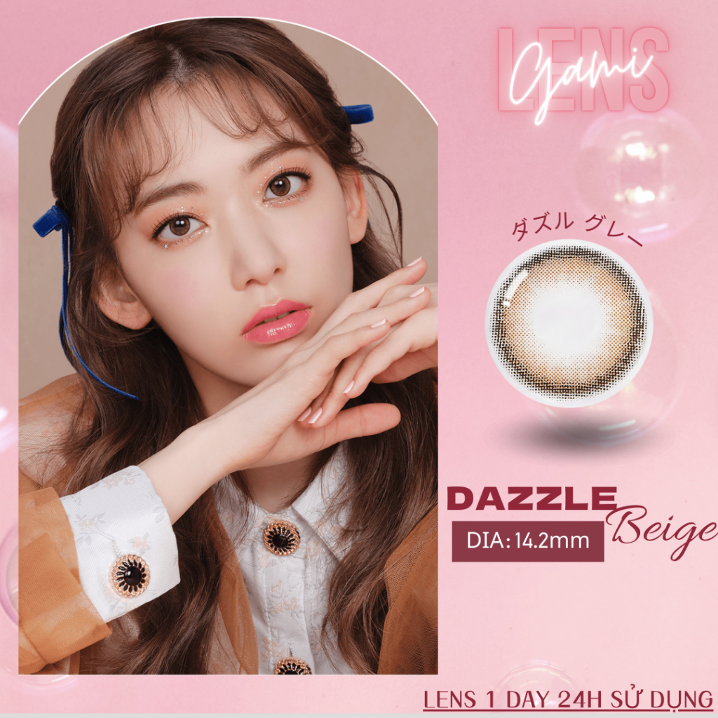 Lens cận 1 ngày Dazzle Beige 24h sử dụng Nhật Bản Gamilenss