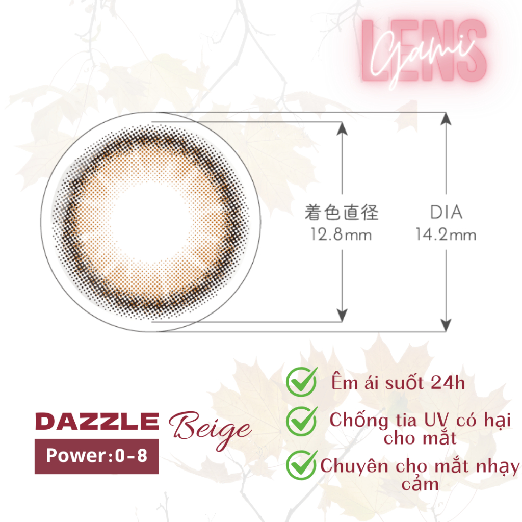 Lens cận 1 ngày Dazzle Beige 24h sử dụng Nhật Bản Gamilenss