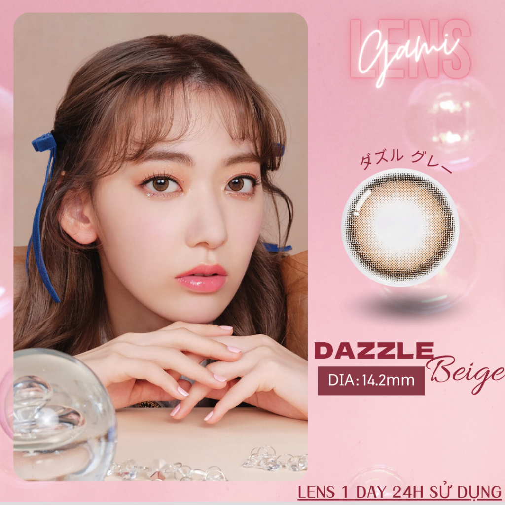 Lens cận 1 ngày Dazzle Beige 24h sử dụng Nhật Bản Gamilenss