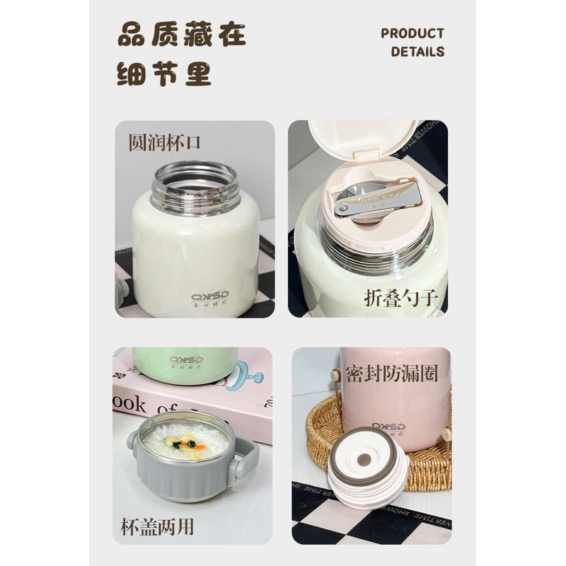 Bình nước giữ nhiệt ,bình ủ cháo cách nhiệt có tay cầm tiện lợi dung tích 900ml/1100ml