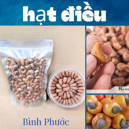 Hạt điều hữu cơ chuẩn xuất xứ Bình Phước, hạt điều sấy nhiệt giòn thơm béo đóng túi zip
