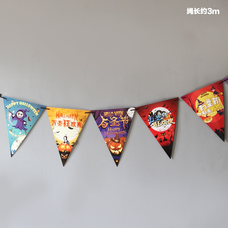 Dây treo trang trí lễ hội Halloween dây cờ tam giác dài 3m