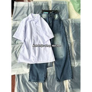 Quần ống rộng nữ 1 cúc Yến Tee màu xanh bạc đùi khuyết điểm tốt #0646