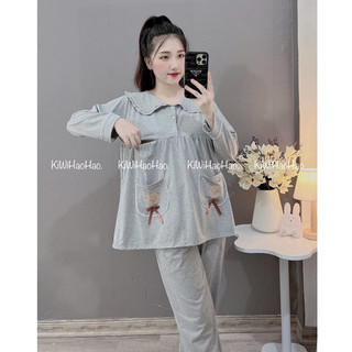 BỘ BẦU COTTONG GẤU TÚI ÁO CÓ KHOÁ CHO BÉ TI & QUẦN CÓ CHUN RÚT TUỲ CHỈNH