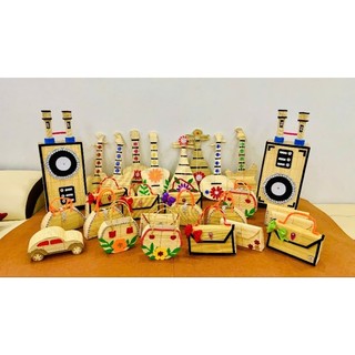 Phương tiện giao thông Steam, làm bằng trúc, đồ chơi mầm non làm bằng trúc, set 6 cái
