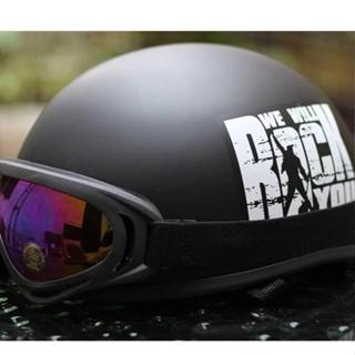 Mũ Bảo Hiểm Teem Rock Trắng, Nón Bảo Hiểm Đi Phượt Nửa Đầu Kèm Kính UV 400 và kính phi công