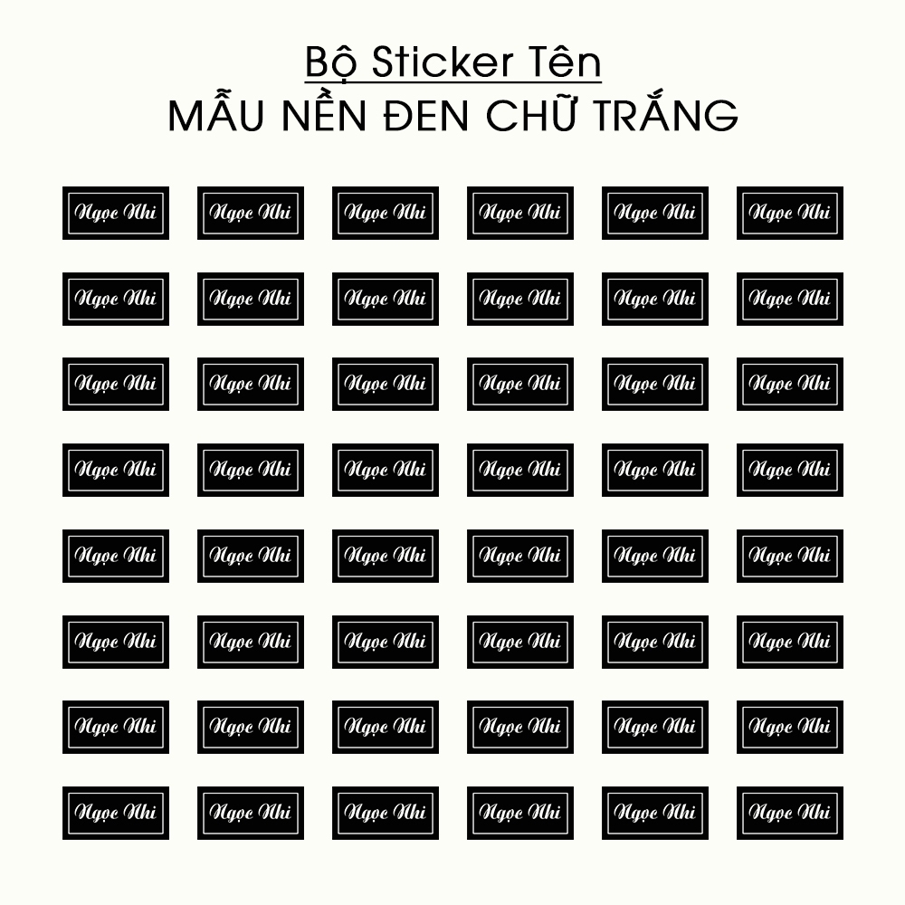 150 Sticker In Tên Theo Yêu Cầu - Mẫu NỀN ĐEN CHỮ TRẮNG - Decal Nhựa ...