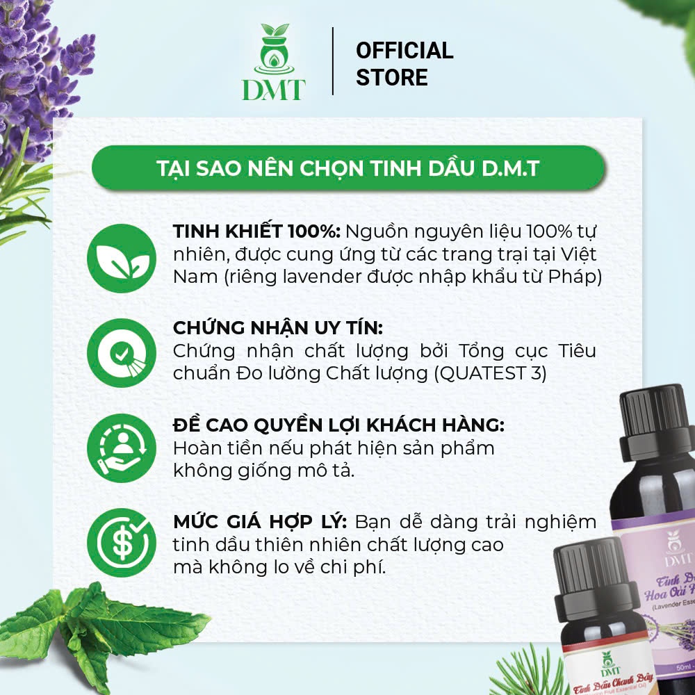 Tinh dầu sả chanh treo DMT  - tinh dầu treo chanh sả nguyên chất, khử mùi, thơm xe, thơm phòng 8ml