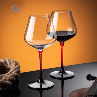 Bộ 6 Ly Vang Chân Đỏ Cao Cấp 450ml | Ly Sâm Panh | Ly Uống Vang Đỏ 450ml Wine Glass