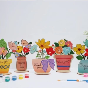Thiệp Hoa Gỗ Cho Bé Tô Màu - Lọ Hoa Bằng Gỗ Handmade - Hoa Gỗ Tô Màu