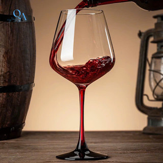 Bộ 6 Ly Vang Chân Đỏ Cao Cấp 450ml | Ly Sâm Panh | Ly Uống Vang Đỏ 450ml Wine Glass