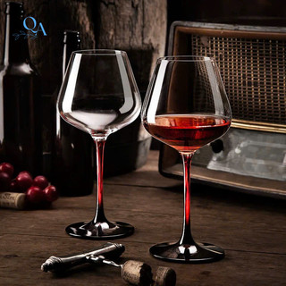 Bộ 6 Ly Vang Chân Đỏ Cao Cấp 450ml | Ly Sâm Panh | Ly Uống Vang Đỏ 450ml Wine Glass