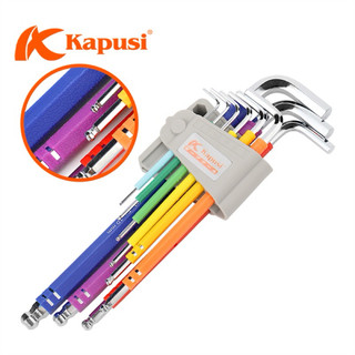 Bộ lục giác bi 7 màu KAPUSI K-0197, 9 cây chữ L từ 1.5-10mm