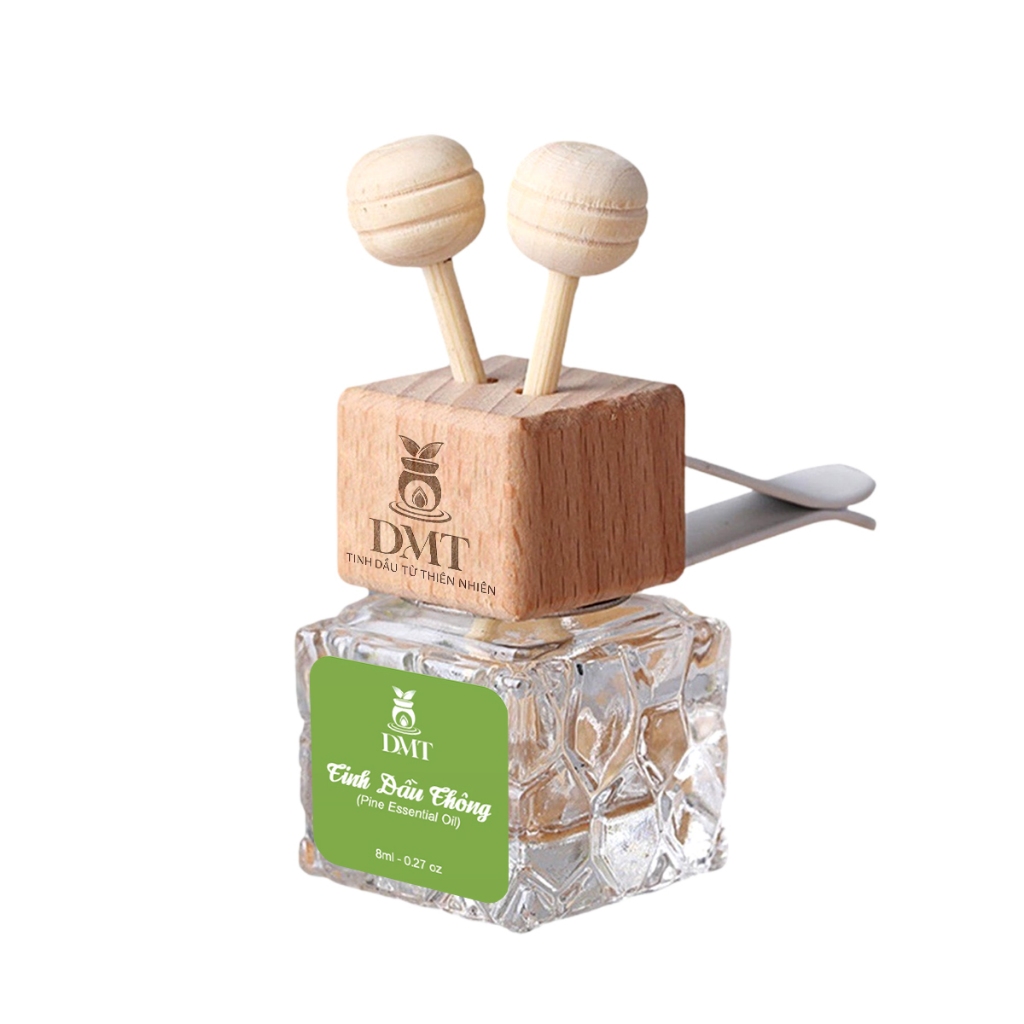 Tinh dầu Thông treo xe và kẹp cửa gió ô tô DMT - tinh dầu thông nguyên chất, thư giãn như Đà Lạt 8ml