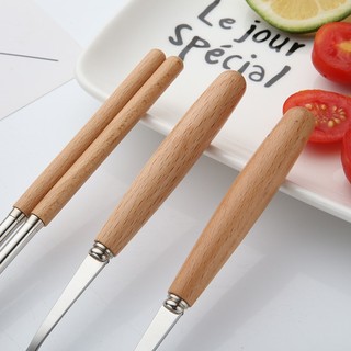 Set 3 Món Thìa Đũa Dĩa Mutelove Cán Gỗ Kèm Hộp Đựng Lúa Mạch Đa Năng