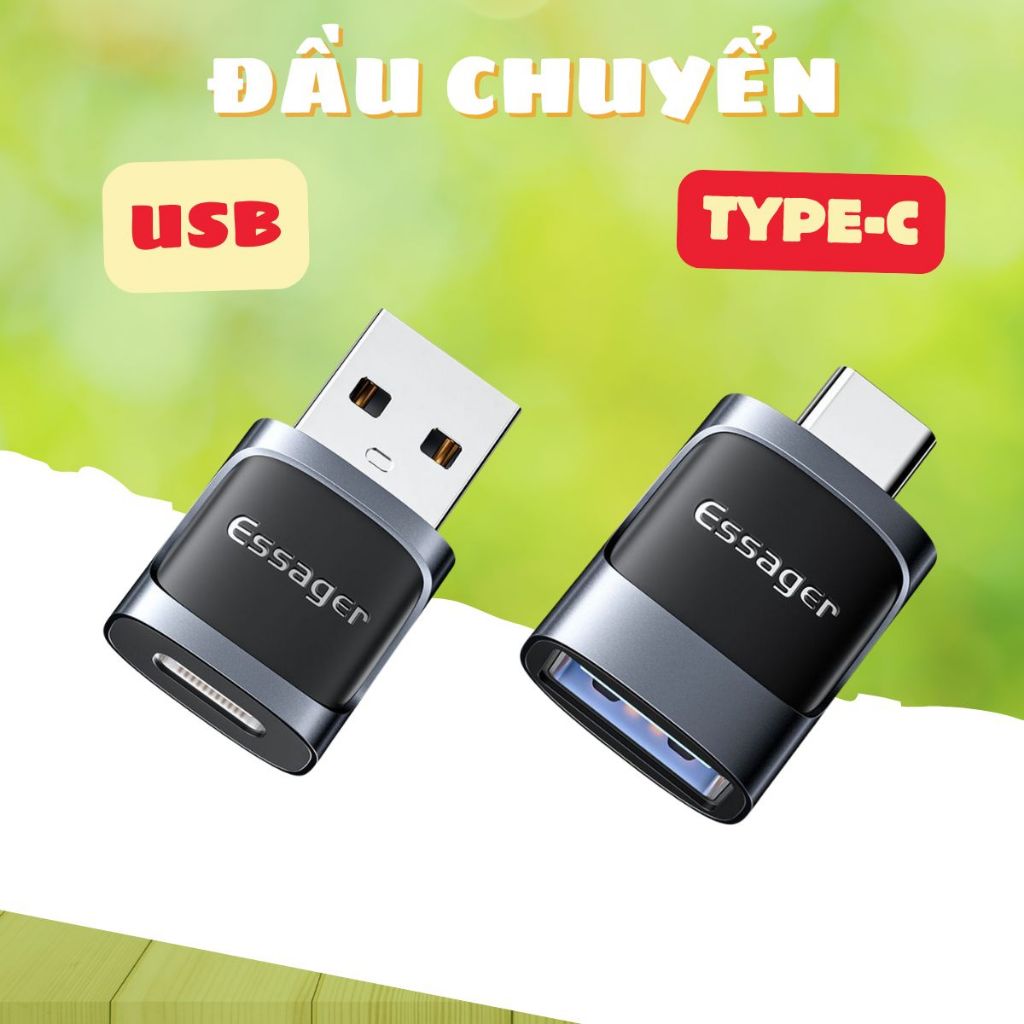 Jack ESSAGER Chuyển đổi từ Type C sang USB 3.0 dùng cho sạc nhanh va truyền dữ liệu tốc độ cao