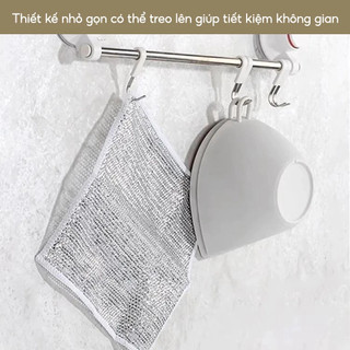 Set 5 Khăn Lưới Rửa Bát Kim Loại 2 Lớp Thế Hệ Mới, Kháng Khuẩn, Thoát Nước Nhanh, Cọ Sạch Chảo