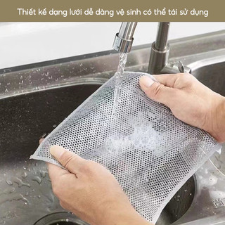 Set 5 Khăn Lưới Rửa Bát Kim Loại 2 Lớp Thế Hệ Mới, Kháng Khuẩn, Thoát Nước Nhanh, Cọ Sạch Chảo