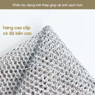 Set 5 Khăn Lưới Rửa Bát Kim Loại 2 Lớp Thế Hệ Mới, Kháng Khuẩn, Thoát Nước Nhanh, Cọ Sạch Chảo