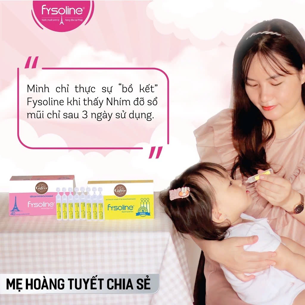 Combo Nước muối sinh lý FYSOLINE Hồng 40 ốngx5ml, Xanh 20 ốngx5m và Vàng 20 ốngx5ml (Date T4.2027)