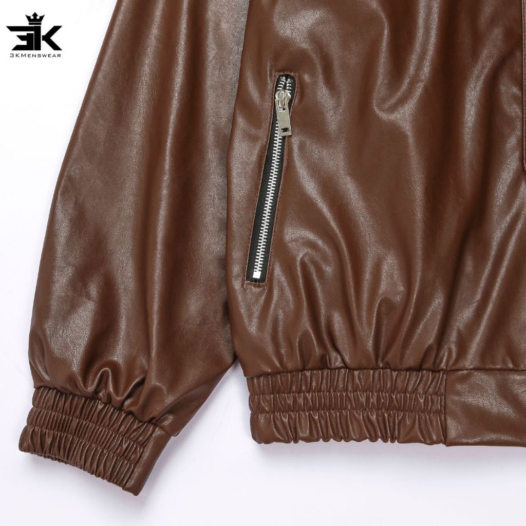 Áo khoác da nam nữ cổ bẻ 2 lớp lót lụa basic 2 màu 3Kmenswear ,from từ 45- 85kg mùa đông