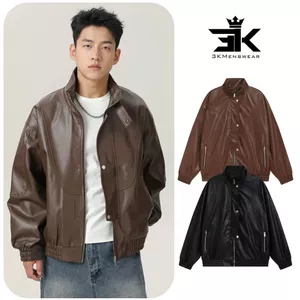 Áo khoác da nam nữ cổ bẻ 2 lớp lót lụa basic 2 màu 3Kmenswear ,from từ 45- 85kg mùa đông