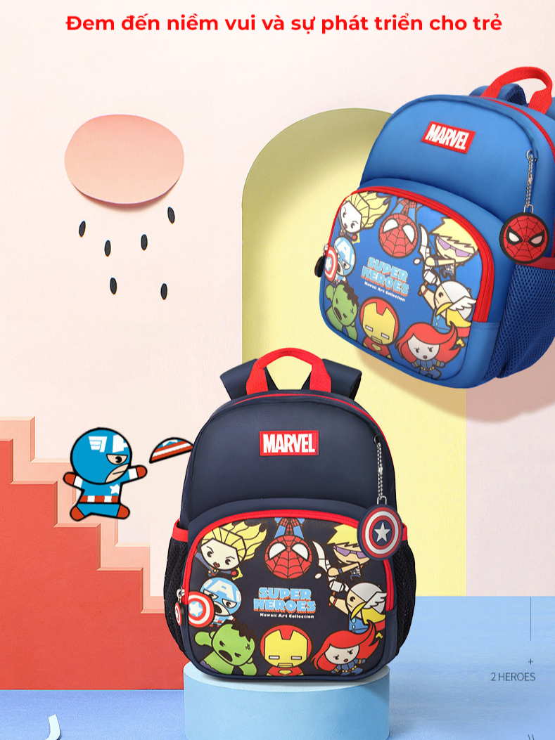 Ảnh Balo cho bé trai đi học mẫu giáo mầm non từ 1 đến 4 tuổi 1989KIDS SHOP tuổi hình in người nhện siêu nhẹ thoáng khí BL26 1