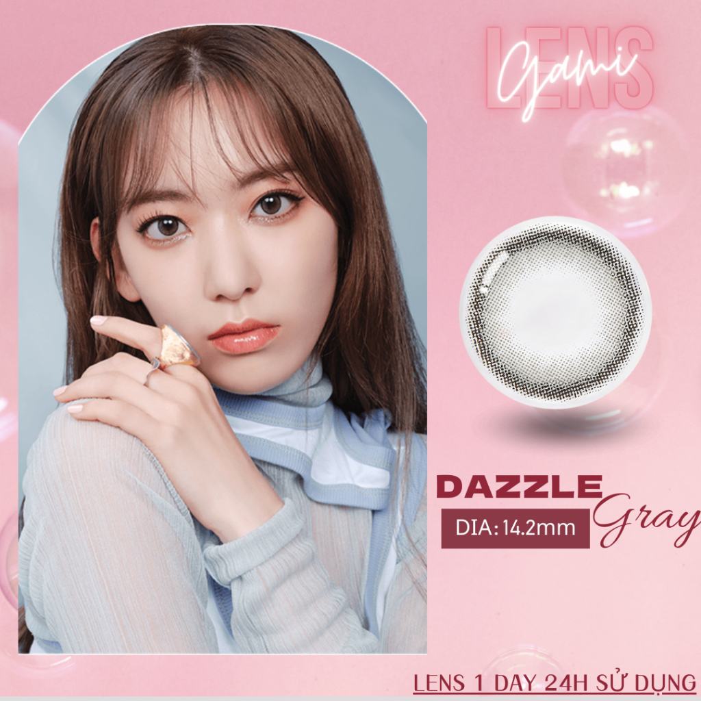 Lens cận 1 ngày Dazzle Gray 24h sử dụng của Nhật Bản Dòng độ ẩm cao gamilens