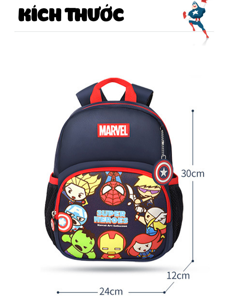 Ảnh Balo cho bé trai đi học mẫu giáo mầm non từ 1 đến 4 tuổi 1989KIDS SHOP tuổi hình in người nhện siêu nhẹ thoáng khí BL26 2