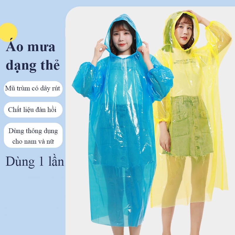 Áo mưa nilong áo mưa dùng một lần có mũ trùm tiện lợi dạng nén nhỏ gọn ...
