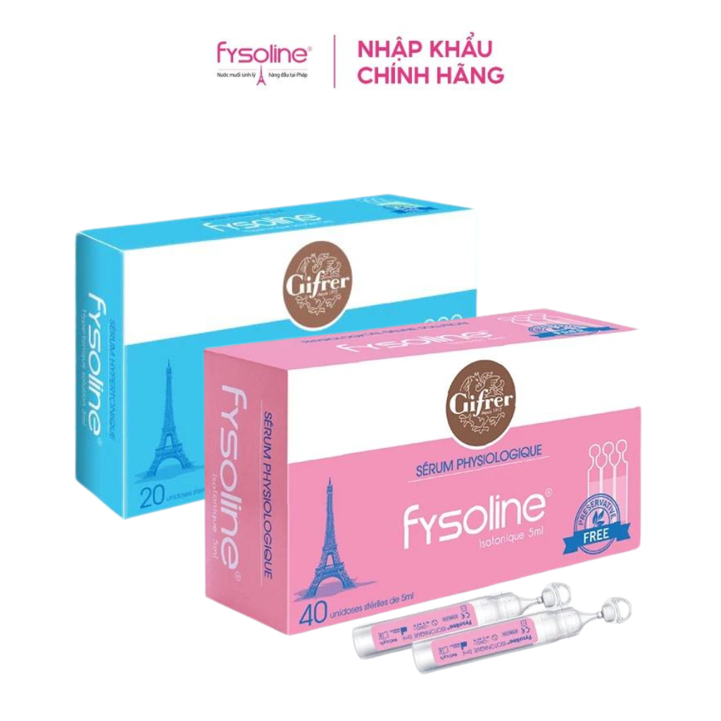 Combo Nước muối sinh lý FYSOLINE Xanh 20 ống x 5ml Và Hồng 40 ống x 5ml