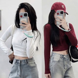 Áo thun nữ dáng ngắn cổ tròn dài tay giá rẻ 247store  Aothun310