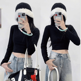 Áo thun nữ dáng ngắn cổ tròn dài tay giá rẻ 247store  Aothun310