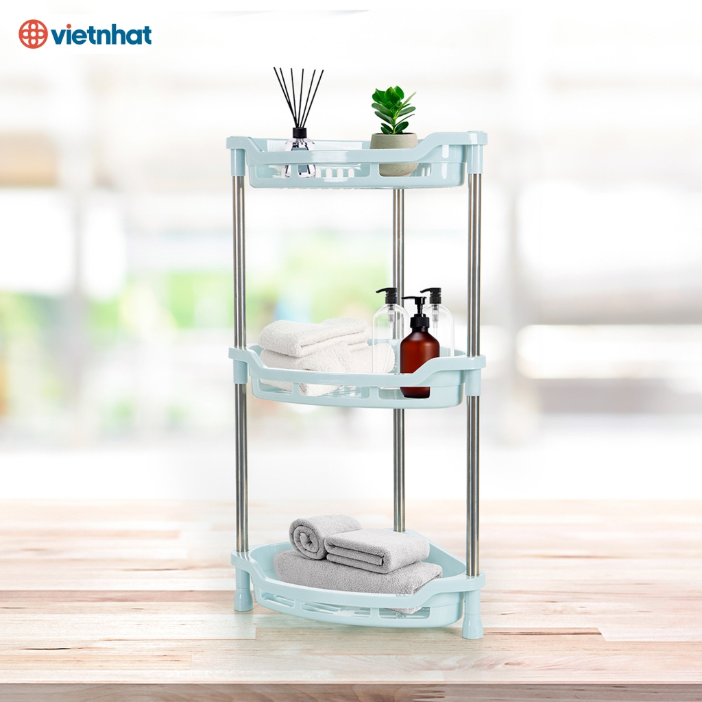 Kệ góc để đồ nhà tắm nhà bếp 2 tầng 3 tầng khung inox bền đẹp Chính Hãng Việt Nhật