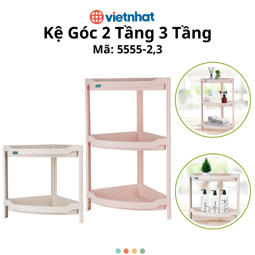 Kệ Góc Đựng Đồ Nhà Tắm Nhà Bếp 2 tầng 3 tầng Chính Hãng Việt Nhật (mã 5555)